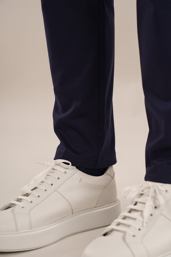 Pantaloni Bărbați Chinos Bleumarin din Bumbac Slim Fit 6AM