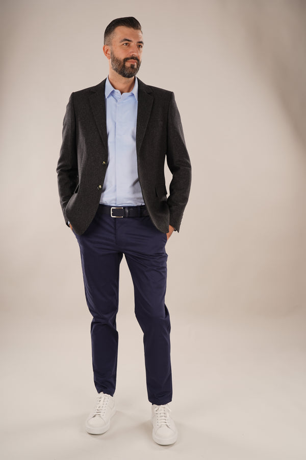 Pantaloni Bărbați Chinos Bleumarin din Bumbac Slim Fit 6AM