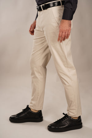 Pantaloni Bărbați Chinos Bej din Bumbac Slim Fit 6AM
