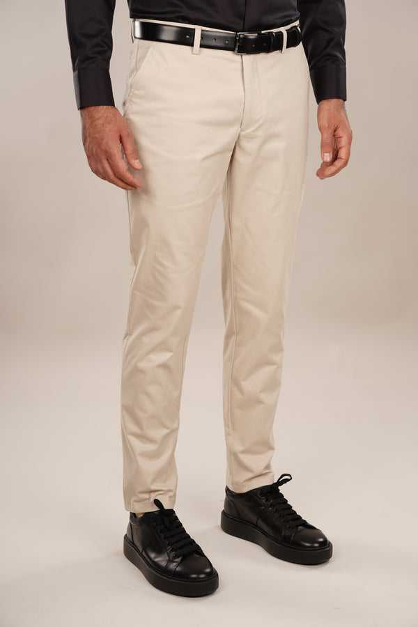 Pantaloni Bărbați Chinos Bej din Bumbac Slim Fit 6AM