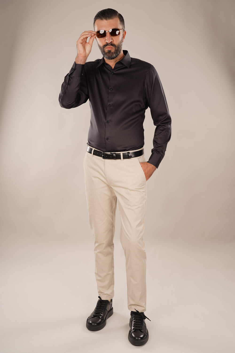 Pantaloni Bărbați Chinos Bej din Bumbac Slim Fit 6AM