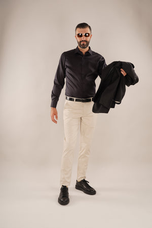 Pantaloni Bărbați Chinos Bej din Bumbac Slim Fit 6AM