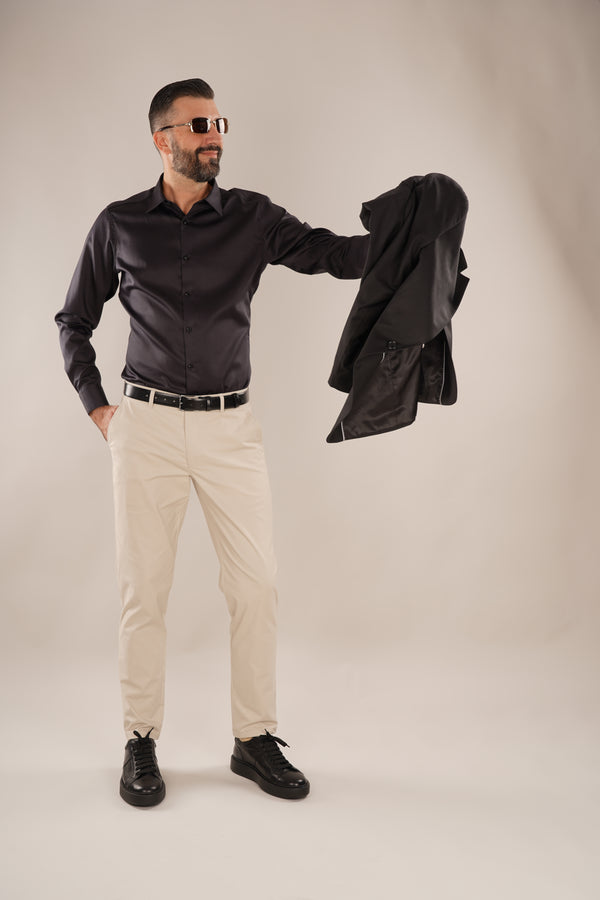 Pantaloni Bărbați Chinos Bej din Bumbac Slim Fit 6AM
