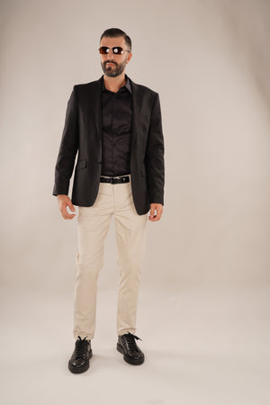 Pantaloni Bărbați Chinos Bej din Bumbac Slim Fit 6AM