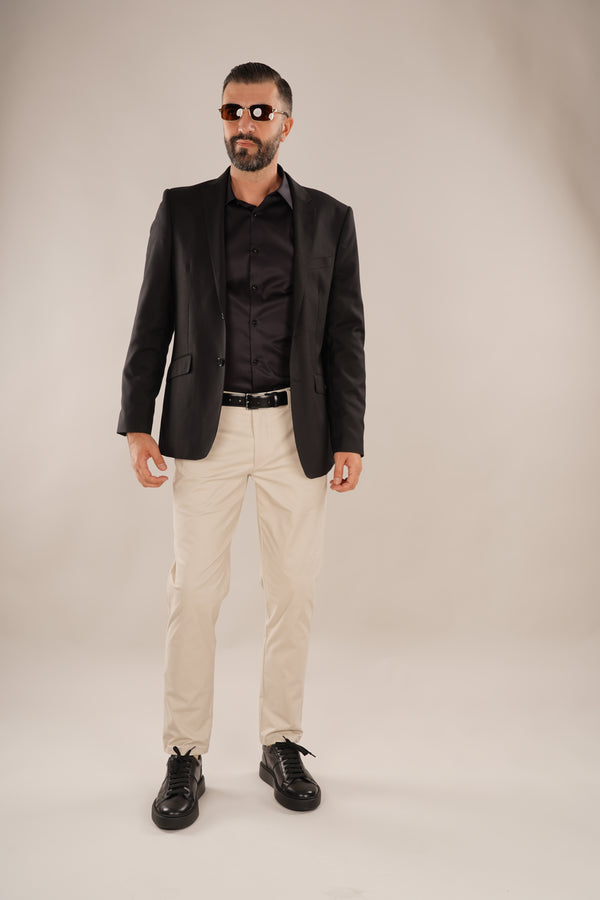 Pantaloni Bărbați Chinos Bej din Bumbac Slim Fit 6AM