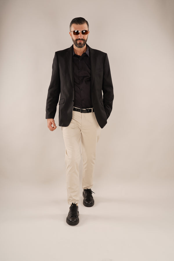 Pantaloni Bărbați Chinos Bej din Bumbac Slim Fit 6AM