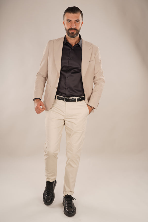Pantaloni Bărbați Chinos Bej din Bumbac Slim Fit 6AM