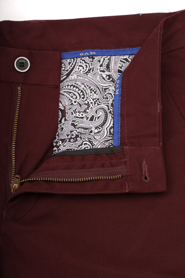 Pantaloni Bărbați Chinos Vișinii din Bumbac Comfort Fit 6AM