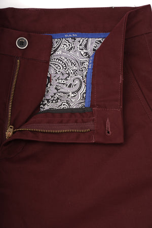 Pantaloni Bărbați Chinos Vișinii din Bumbac Comfort Fit 6AM