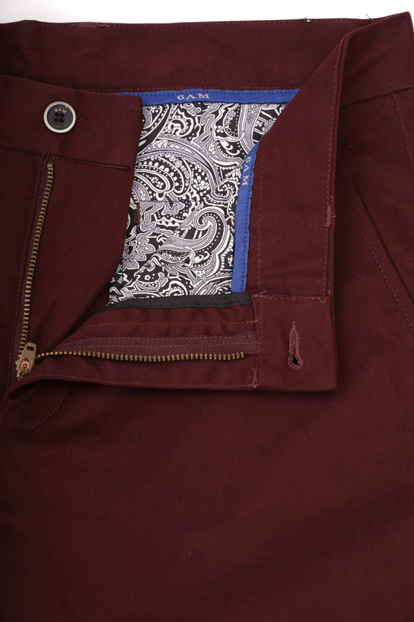Pantaloni Bărbați Chinos Vișinii din Bumbac Comfort Fit 6AM
