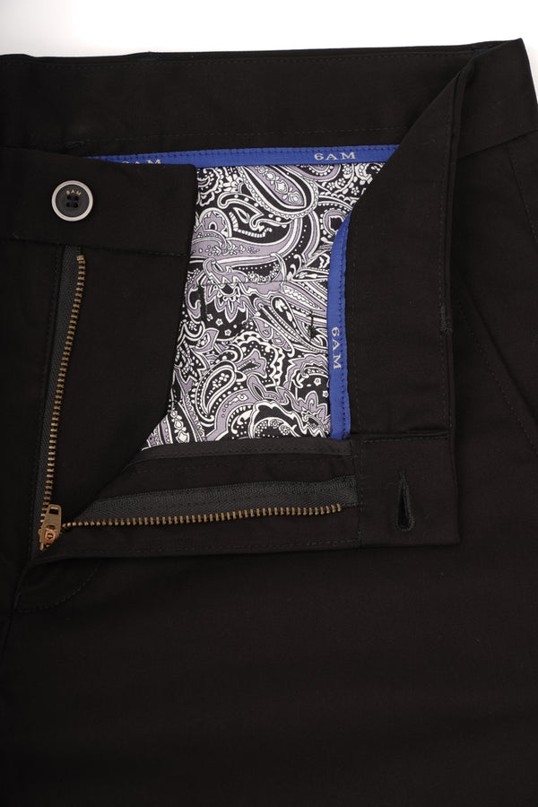 Pantaloni Bărbați Chinos Negri din Bumbac Slim Fit 6AM
