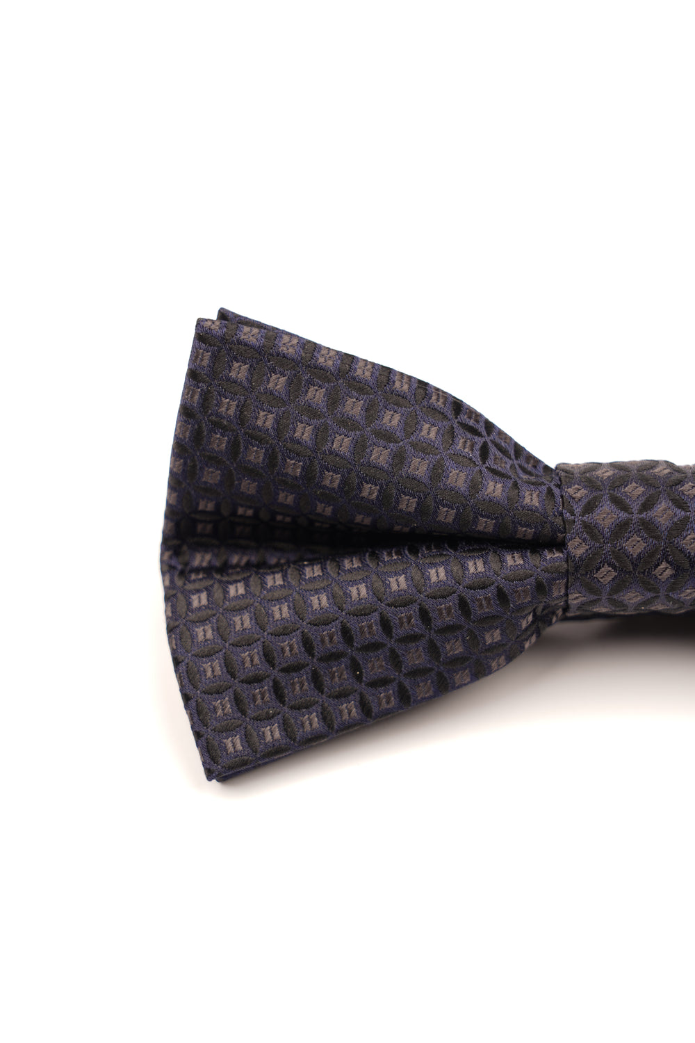 Papion pre-legat negru cu model geometric din mătase