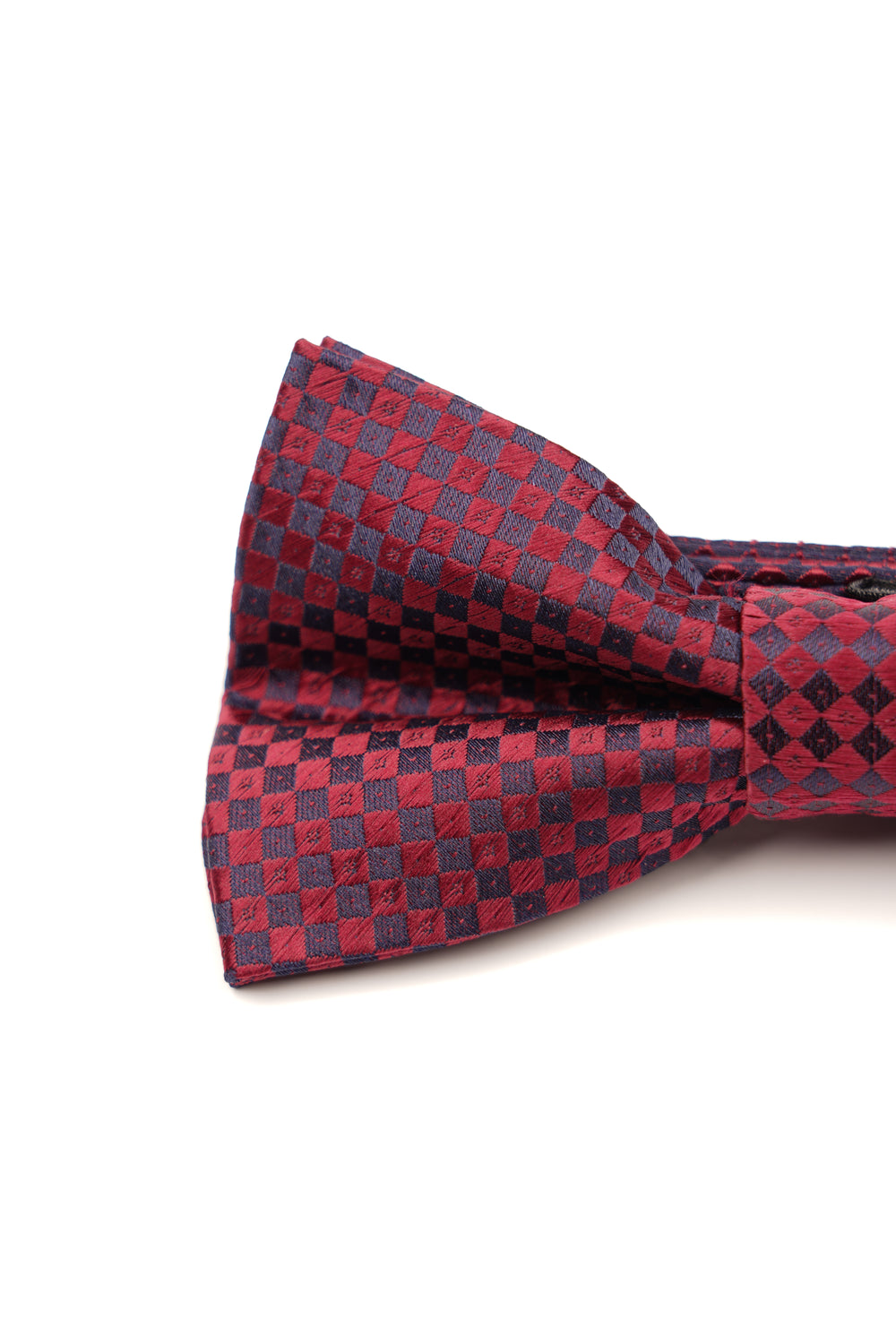 Papion pre-legat bordo cu carouri negre din mătase