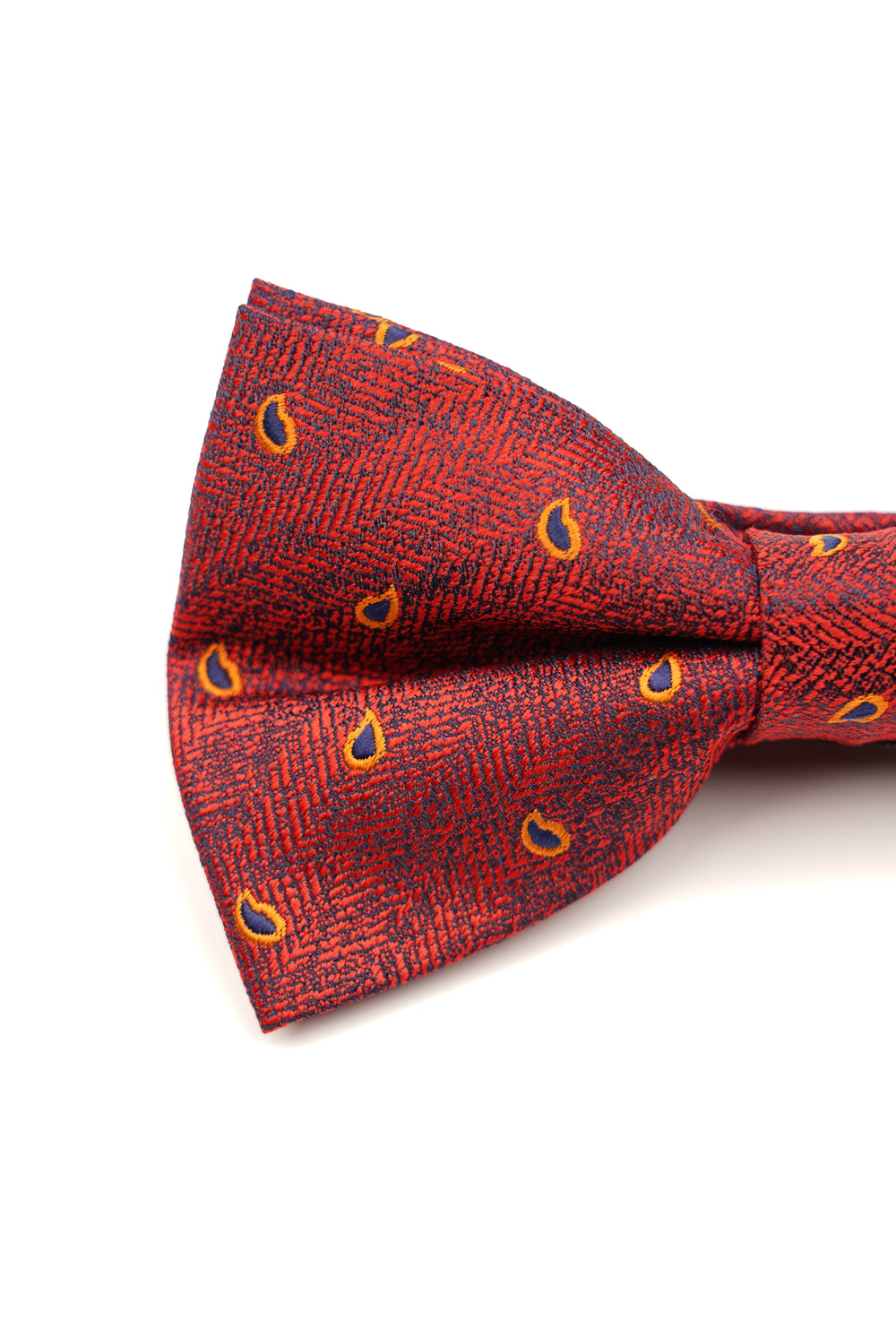 Papion pre-legat roșu cu imprimeu galben din mătase