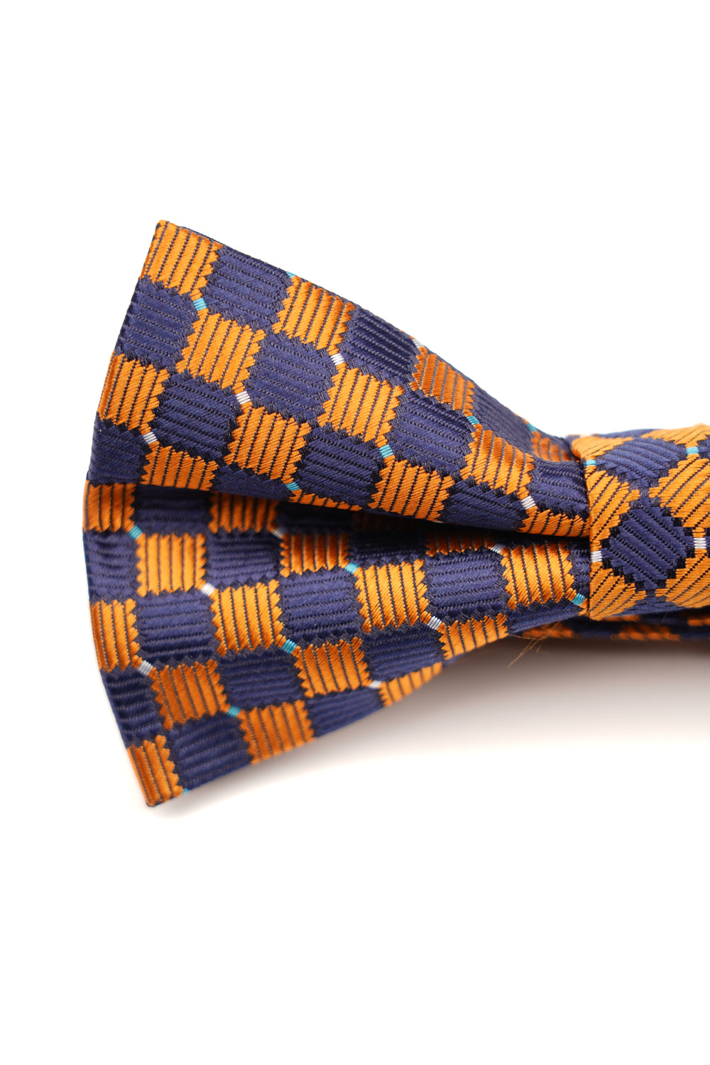 Papion pre-legat albastru cu carouri aurii din mătase