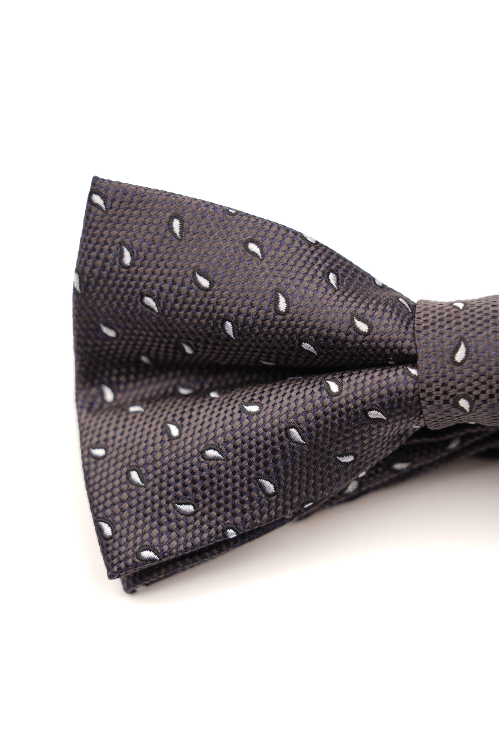Papion pre-legat gri închis cu imprimeu alb din mătase
