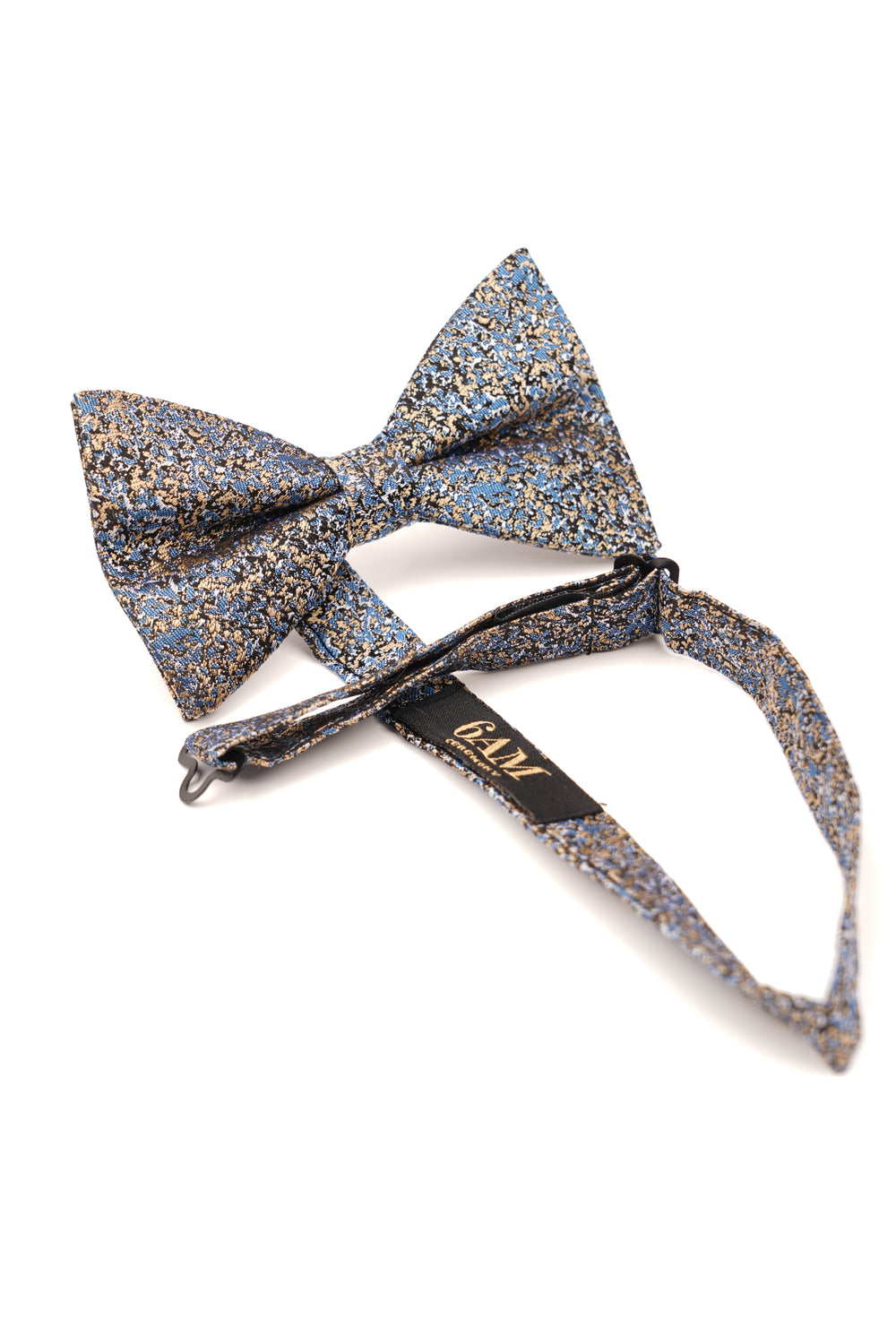 Papion pre-legat bleumarin cu model abstract auriu din mătase