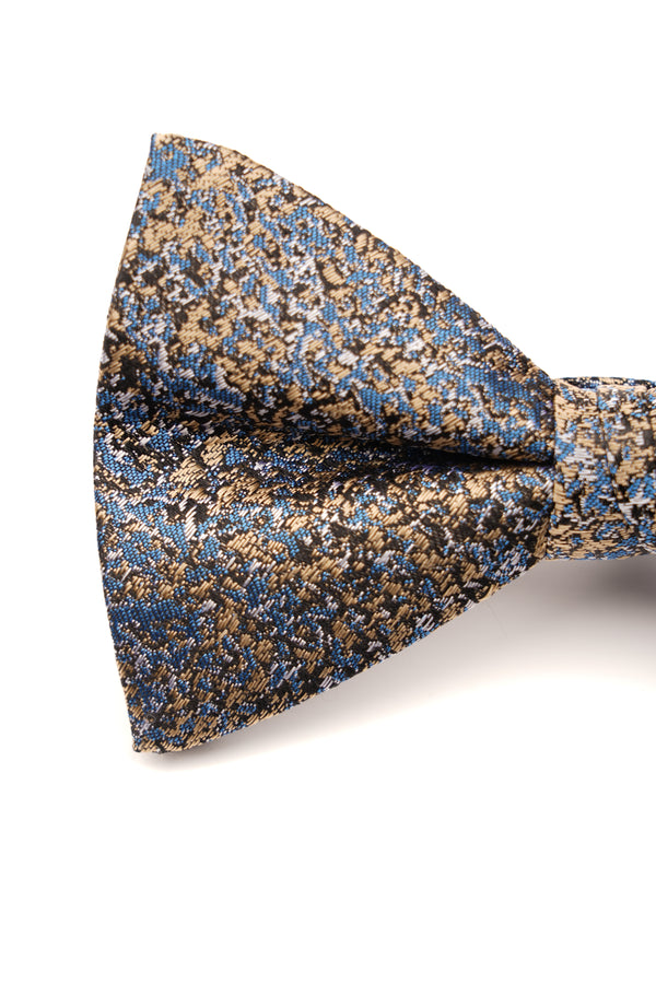 Papion pre-legat bleumarin cu model abstract auriu din mătase
