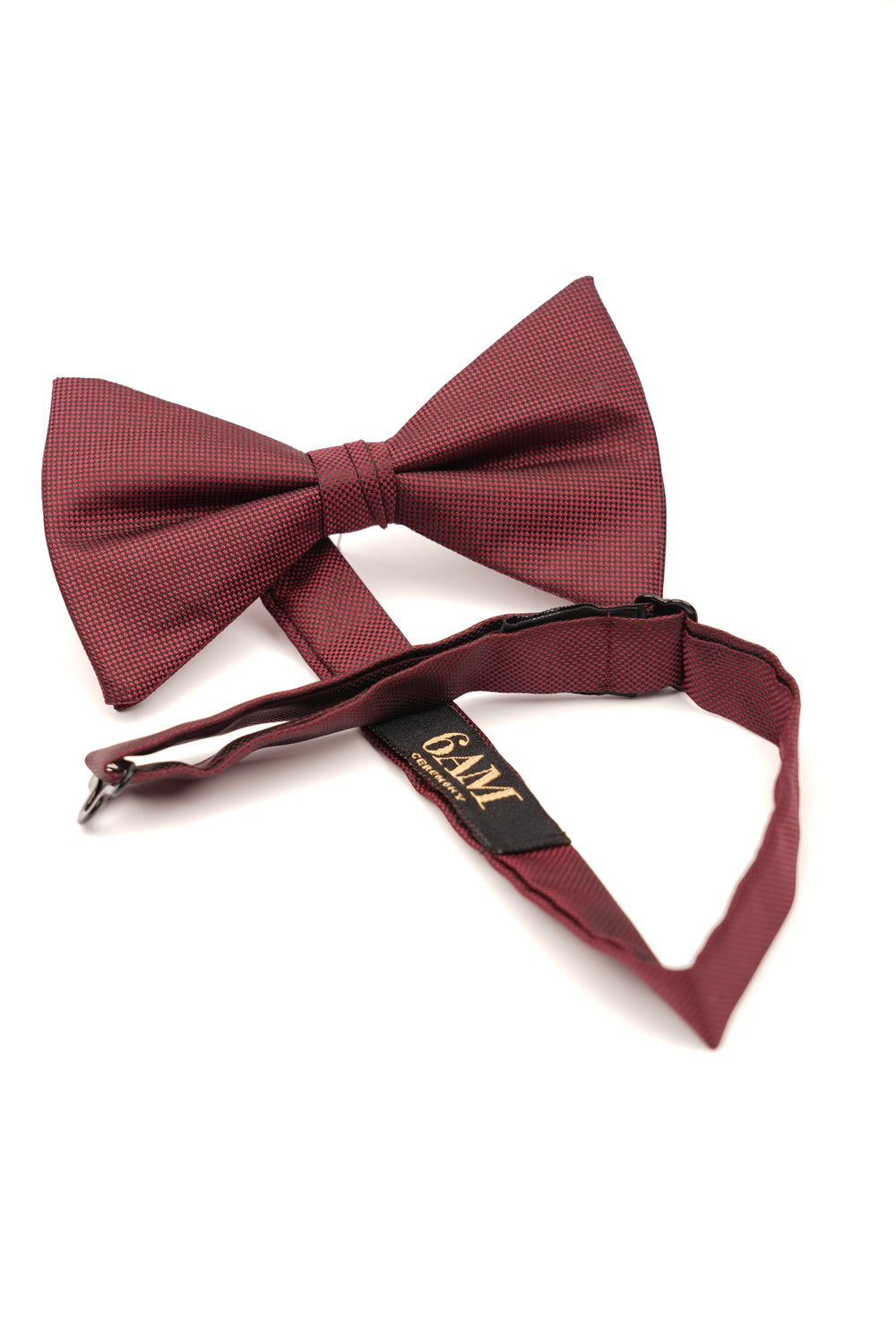 Papion pre-legat bordo cu textură micro-pătrată din mătase