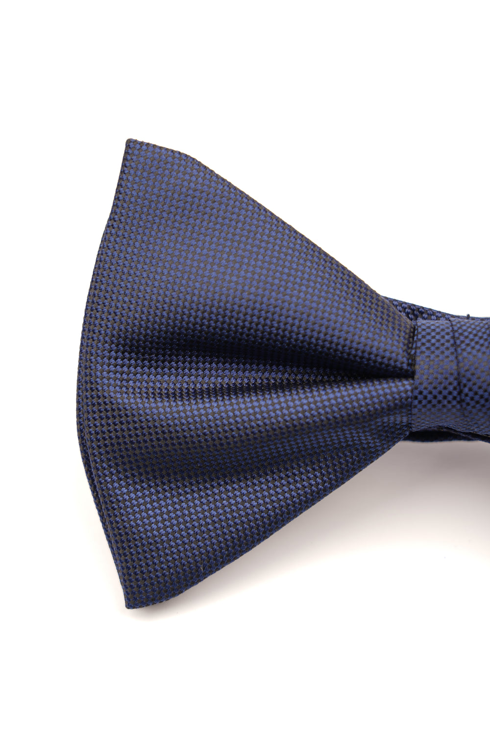 Papion pre-legat albastru închis cu textură micro-pătrată din mătase