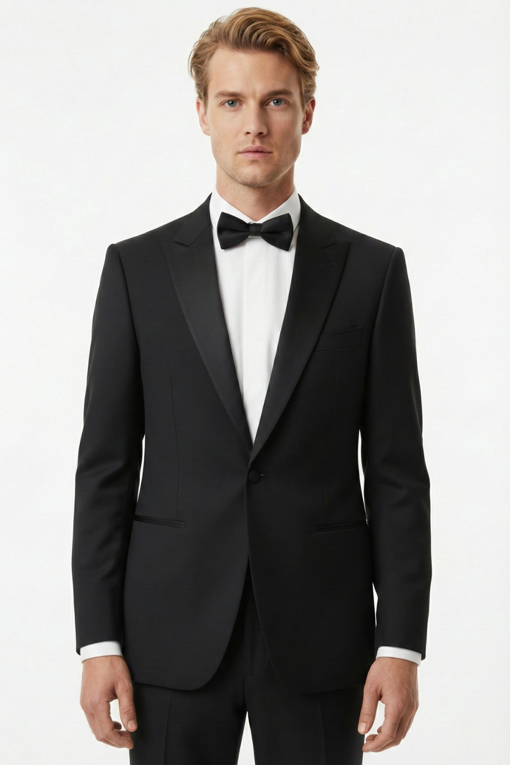 Smoking cu Rever Satinat Negru 310