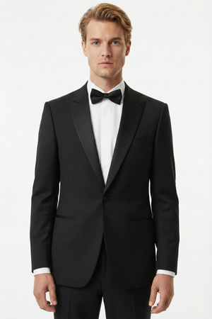 Smoking cu Rever Satinat Negru 310