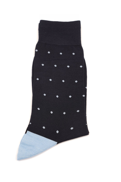 Șosete negre cu buline albastre din bumbac