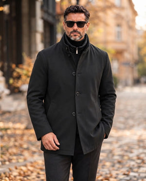 Trenci bărbătesc negru, vedere față