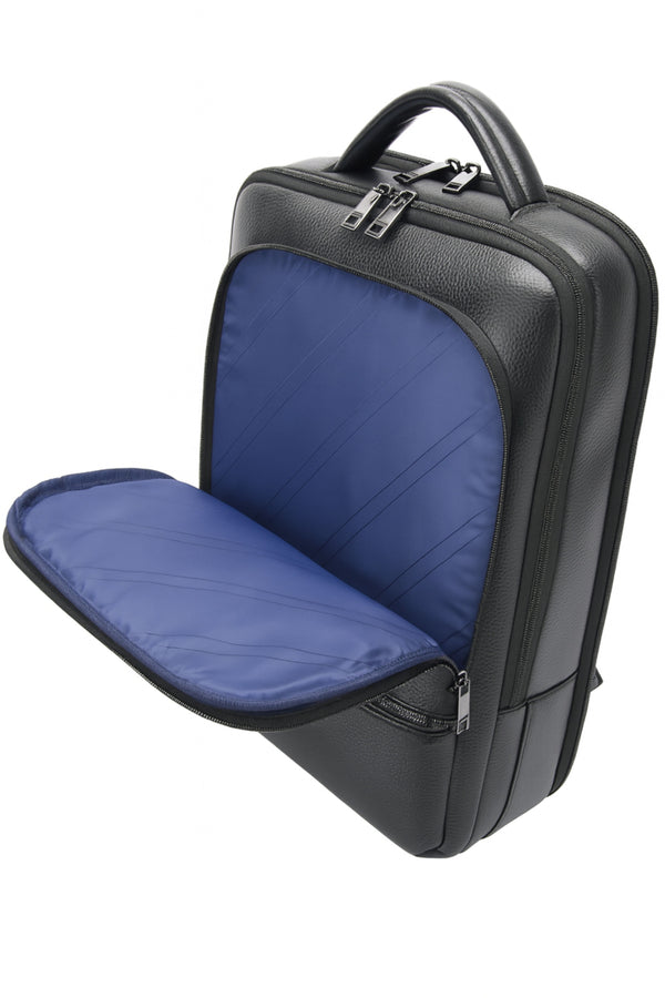 Rucsac din piele naturală, negru, pentru birou și călătorie