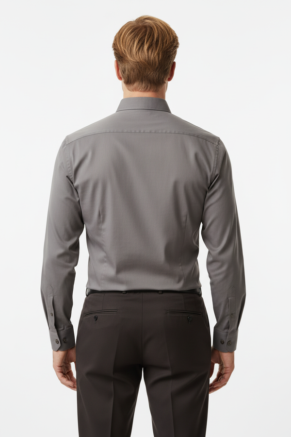 Cămașă Bărbați Gri – Bumbac Elastic