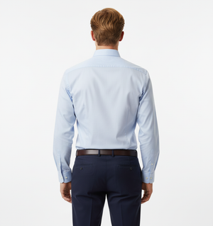 Cămașă Bărbați Albastră din Bumbac cu Nasturi Acoperiți Slim Fit 6AMCA00003