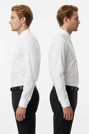 Cămașă Bărbați Albă din Bumbac cu Nasturi Acoperiți