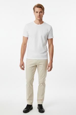 Pantaloni Bărbați Chinos Bej din Bumbac Slim Fit 6AM