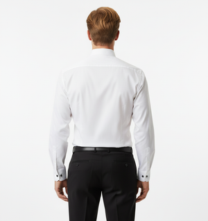 Cămașă Bărbați White Tie cu Guler Rândunică și Plastron 6AMCA00001