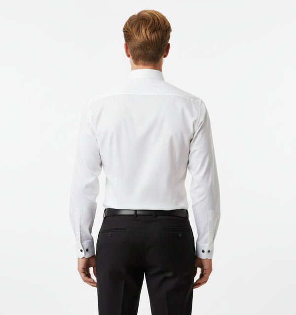 Cămașă Bărbați White Tie cu Guler Rândunică și Plastron 6AMCA00001