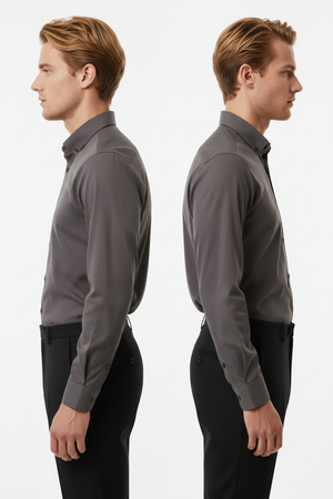 Cămașă Bărbați Gri – Bumbac Elastic