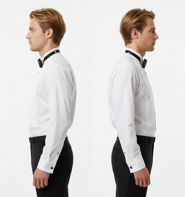 Cămașă Bărbați White Tie cu Guler Rândunică și Plastron 6AMCA00001