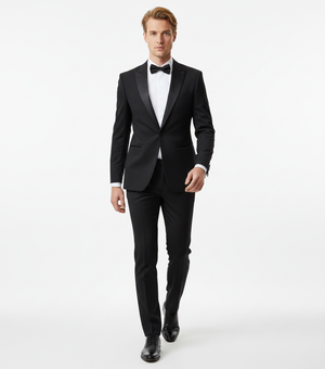 Smoking cu Rever Satinat Negru 310