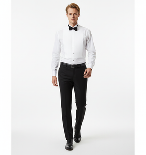 Cămașă Bărbați White Tie cu Guler Rândunică și Plastron 6AMCA00001