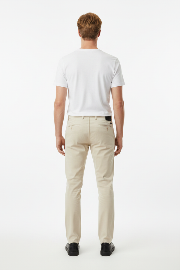 Pantaloni Bărbați Chinos Bej din Bumbac Slim Fit 6AM