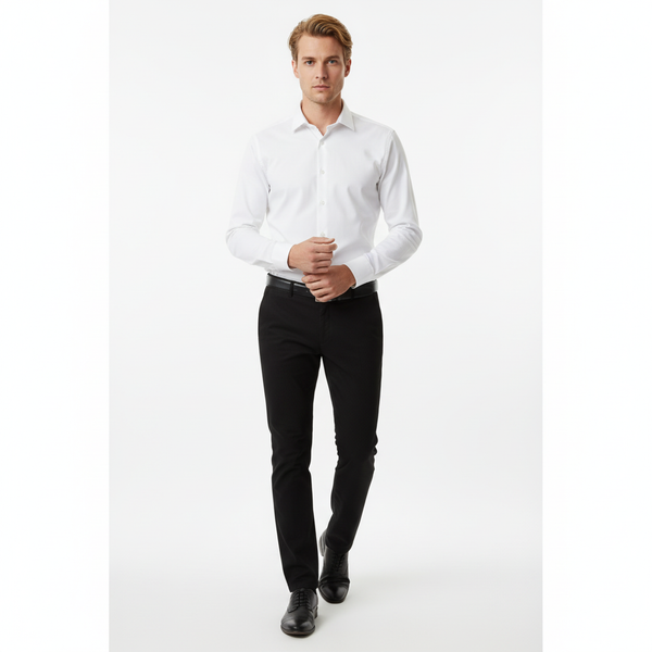 Cămașă Bărbați Albă Elegantă – Bumbac Elastic