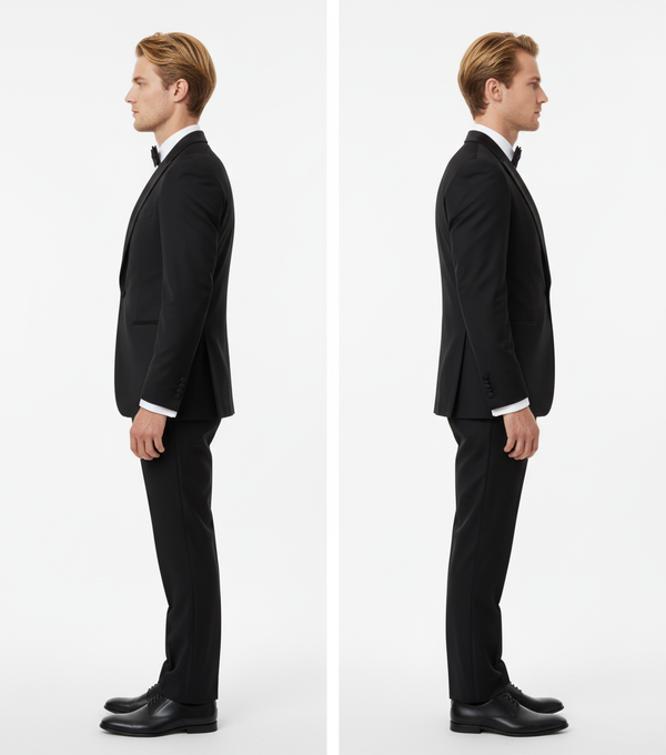 Smoking cu Rever Satinat Negru 310