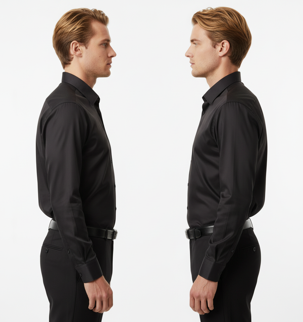 Cămașă Bărbați Neagră Uni – 100% Bumbac Superfin