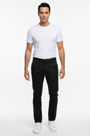 Pantaloni Bărbați Chinos Negri din Bumbac Slim Fit 6AM