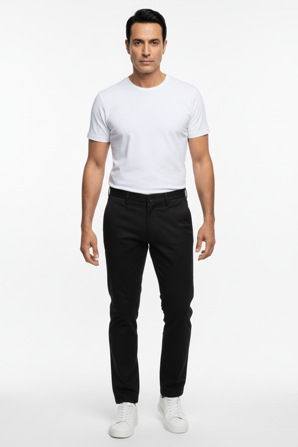 Pantaloni Bărbați Chinos Negri din Bumbac Slim Fit 6AM