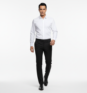 Cămașă Bărbați Albă Easy Iron – Bumbac Superfin cu Manșetă pentru Butoni