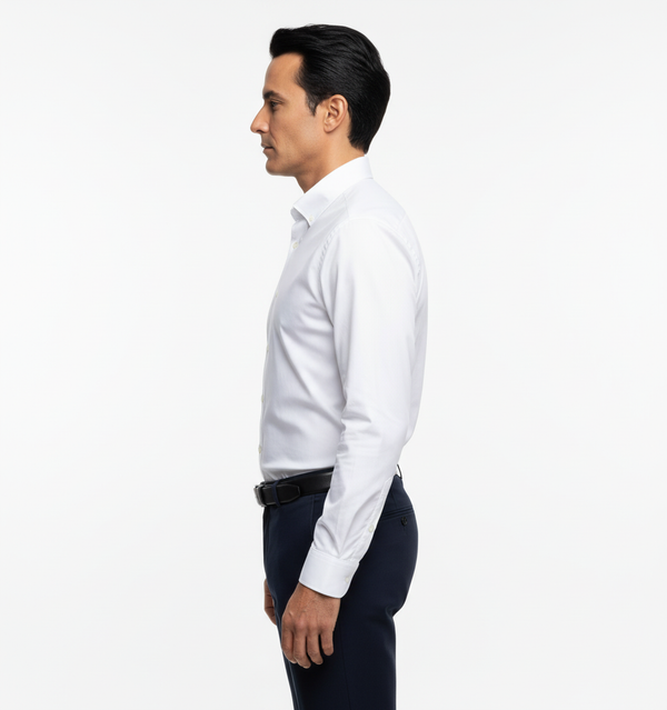 Cămașă Bărbați Albă – Bumbac Elastic