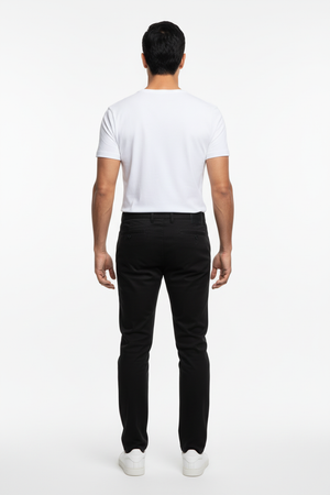 Pantaloni Bărbați Chinos Negri din Bumbac Slim Fit 6AM