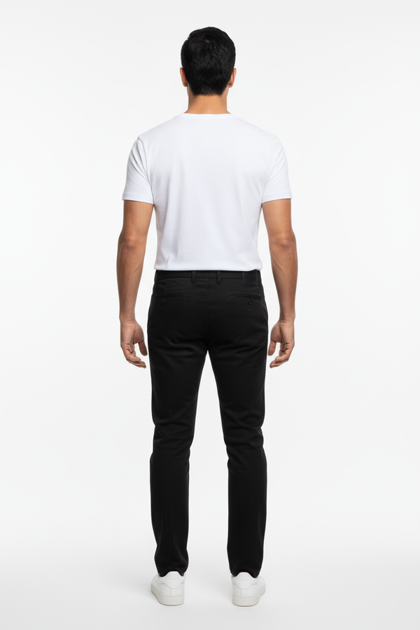 Pantaloni Bărbați Chinos Negri din Bumbac Slim Fit 6AM