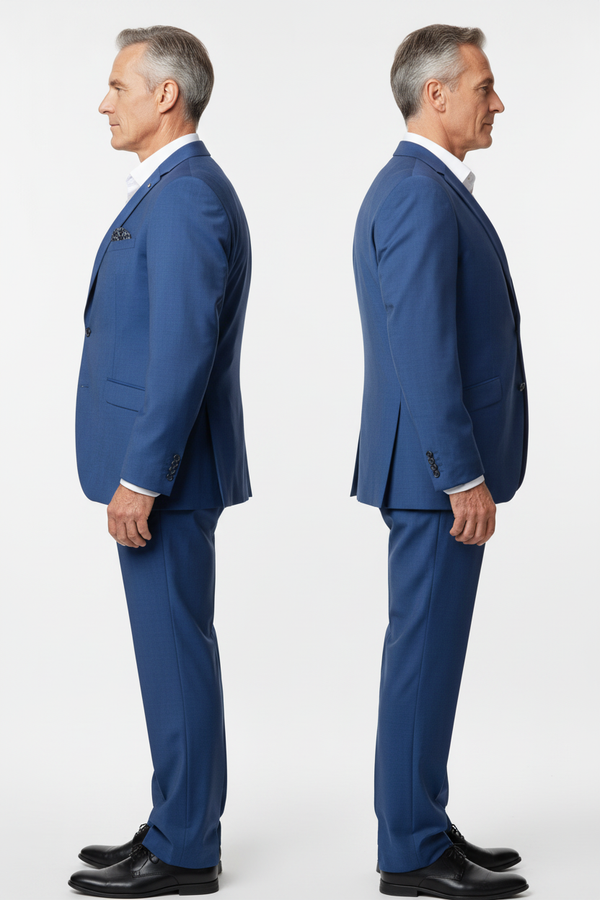Costum Clasic din Lână Premium în Trei Piese - Albastru 6AM99832